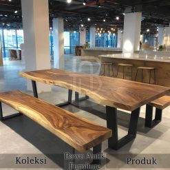Meja Makan Kayu Solid Trembesi Industrial Interior Design BA-623.1