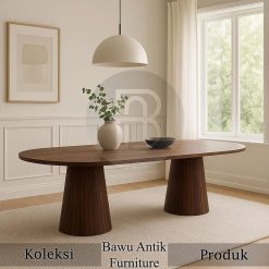 Meja Makan Oval Kayu Solid Minimalis Interior Design Ramadhan Sale BA-626