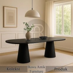 Meja Makan Oval Kayu Solid Minimalis Interior Design Ramadhan Sale BA-626.1