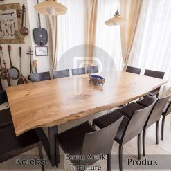 Harga Meja Makan Kayu Trembesi Solid Ukuran Jumbo Desain Cantik BA-682