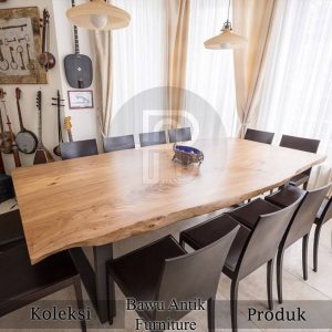 Harga Meja Makan Kayu Trembesi Solid Ukuran Jumbo Desain Cantik BA 682