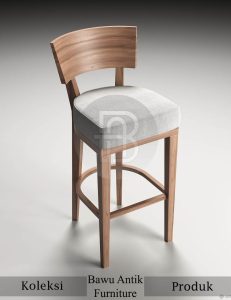 Kursi Cafe Minimalis Kayu Jati Solid Bar Stool Design BA 684