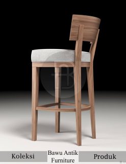 Kursi Cafe Minimalis Kayu Jati Solid Bar Stool Design BA-684.1