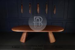 Meja Jati Solid Minimalis Modern Oval Style BA-703