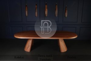 Meja Jati Solid Minimalis Modern Oval Style BA 703