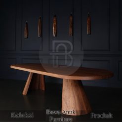 Meja Jati Solid Minimalis Modern Oval Style BA-703.1