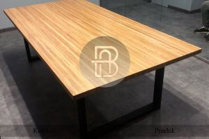 Meja Kantor Kayu Solid Kaki Besi Industrialis Design BA 658