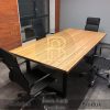 Meja Kantor Kayu Solid Kaki Besi Industrialis Design BA-658.2