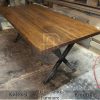 Meja Kayu Jati Solid Kaki Silang Besi Best Seller BA-632.1