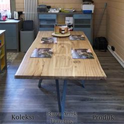 Meja Kayu Solid Jati Desain Minimalis Industrial BA-680