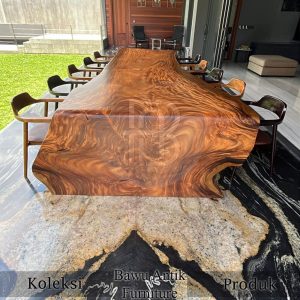 Meja Kayu Solid Natural Serat Alami Model U Best Seller BA 642