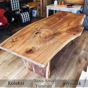 Meja Kayu Utuh Trembesi Natural Color High Quality BA 679