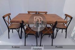 Meja Makan Jati Solid Minimalis Industrial Style BA-634