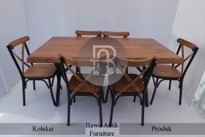 Meja Makan Jati Solid Minimalis Industrial Style BA 634