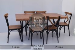 Meja Makan Jati Solid Minimalis Industrial Style BA-634.1