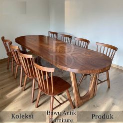 Meja Makan Kayu Solid Jati Cantik Warna Natural Elegant BA-698