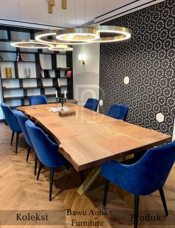 Meja Makan Kayu Solid Kursi 8 Surface Design BA-675