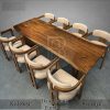 Meja Makan Kayu Solid Trembesi 8 Kursi Natural Walnut BA-697.2