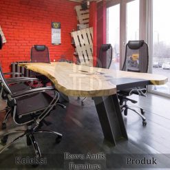 Meja Rapat Kayu Trembesi Solid Minimalis Industrialis BA-681