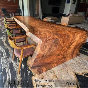 Meja Solid Kayu Trembesi Waterfall Design BA 641