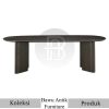 Model Meja Kayu Solid Oval Dark Natural Color BA-665