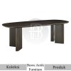 Model Meja Kayu Solid Oval Dark Natural Color BA-665.1