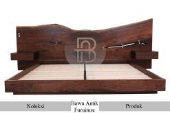Tempat Tidur Minimalis Kayu Jati Solid Headboard Kayu Utuh BA-692