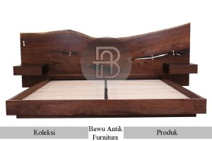 Tempat Tidur Minimalis Kayu Jati Solid Headboard Kayu Utuh BA 692