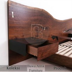 Tempat Tidur Minimalis Kayu Jati Solid Headboard Kayu Utuh BA-692.1