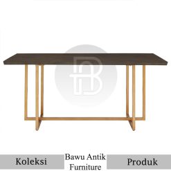 Desain Meja Kayu Solid Kaki Stainless Modern Minimalis Interior BA-707
