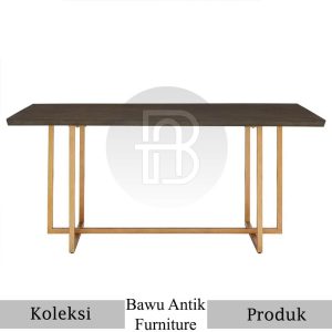 Desain Meja Kayu Solid Kaki Stainless Modern Minimalis Interior BA 707