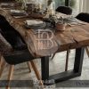 Meja Makan Kayu Suar Utuh Sisi Alami Industrialis Style BA-735