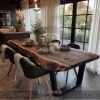Meja Makan Kayu Suar Utuh Sisi Alami Industrialis Style BA-735.2