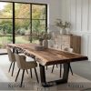 Solid Minimalist Dining Table Natural Teak Wood RM-34