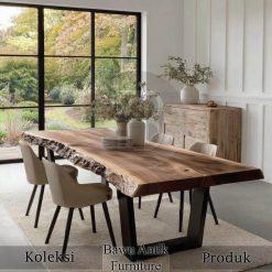Solid Minimalist Dining Table Natural Teak Wood RM-34