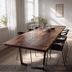 Eksklusif Meja Makan Kayu Utuh Trembesi New Industrial BA-774.1
