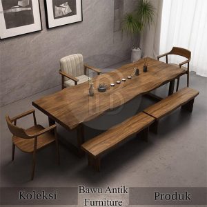 Meja Makan Jumbo Sisi Alami Kayu Utuh Modern Design BA 770