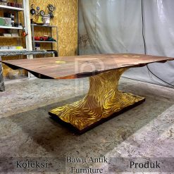 Meja Makan Minimalis Mewah Kayu Solid Jepara Desain Eksklusif BA-766.1