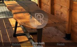 Meja Solid Kayu Utuh Natural Walnut Epoxy Resin Premium BA-773