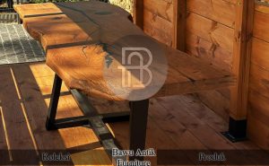 Meja Solid Kayu Utuh Natural Walnut Epoxy Resin Premium BA 773