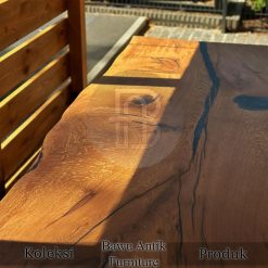 Meja Solid Kayu Utuh Natural Walnut Epoxy Resin Premium BA-773.1