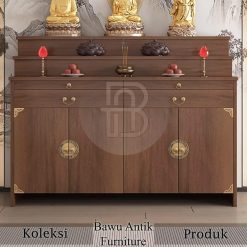 Meja Altar Cina Model Drawer Premium Natural Walnut BA-797.1
