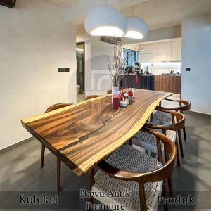 Meja Makan Kayu Trembesi Live Edge Style Kursi Hiroshima BA-805 10 Meja Makan Kayu Trembesi Live Edge Style Kursi Hiroshima BA 805