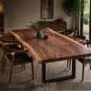 Meja Makan Kayu Trembesi Solid Industrial Design Kualitas BA-809