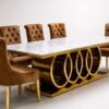Meja Makan Stainless Top Marmer