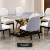 Meja makan marmer 8 kursi stainless elegan