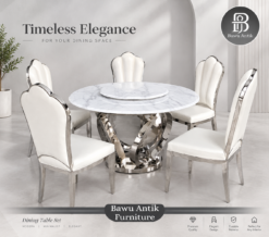 Stunning Luxury Marble Top Stainless Steel Dining Top 1