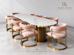 Furniture Stainless Marmer Elegant 8 Kursi